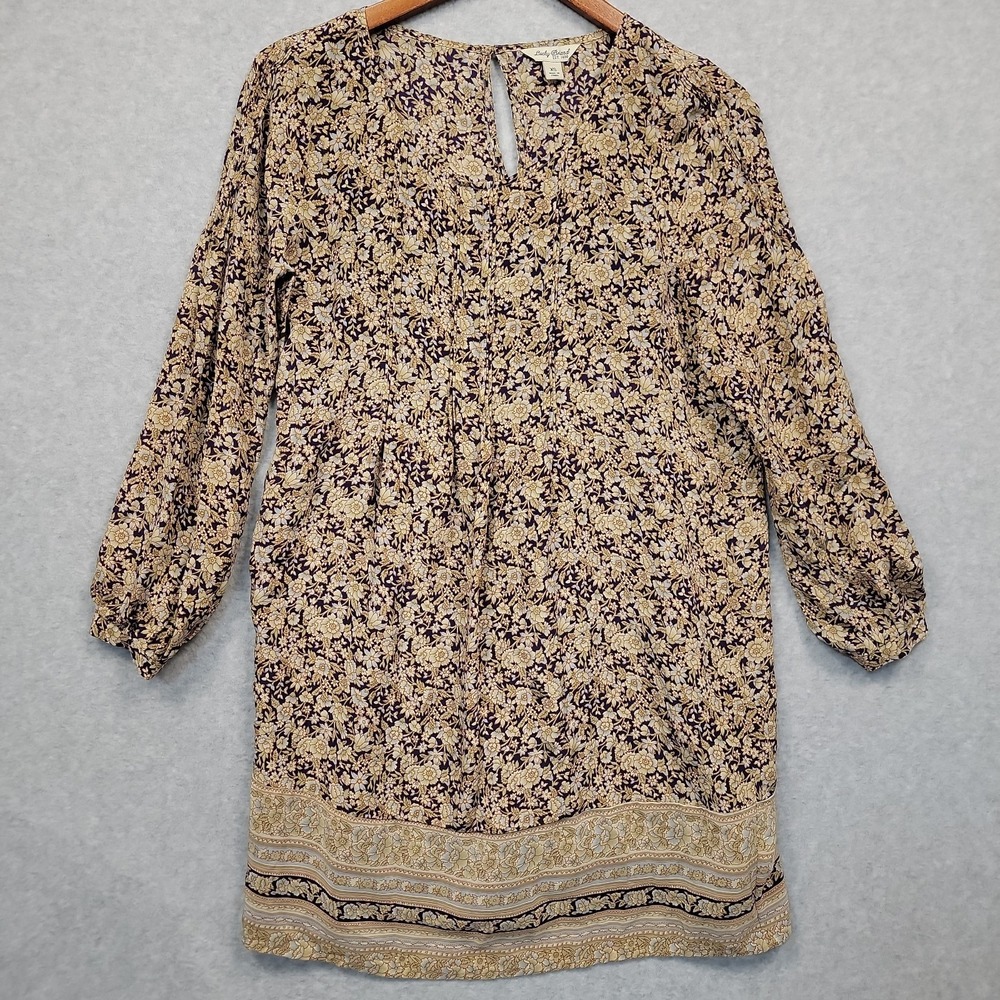 Lucky Brand Women's Purple‎ Multi Floral Print Lined 100% Silk Shift Dress Sz XS